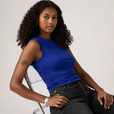 Levi's Crystal Ruched Top In Blue