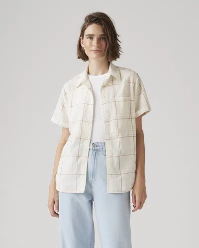 Levi's Darlene Shirt Womens Jane Plaid Short Sleeve Classic Button Up Pall101 In White