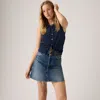 Levi's High Rise Deconstructed Button Fly Skirt In Blue In Blue