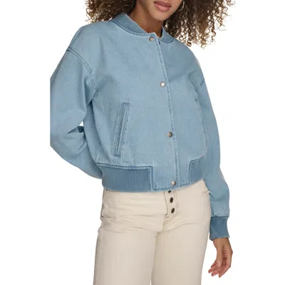 Levi's® Denim Crop Bomber Jacket In Blue