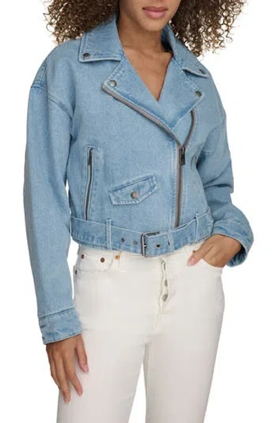 Levi's® Denim Crop Moto Jacket In Blue