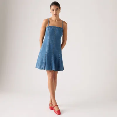 Levi's Denim Godet Dress In Blue