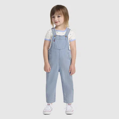 Levi's Denim Rainbow Stripe Toddler Overall In Blue