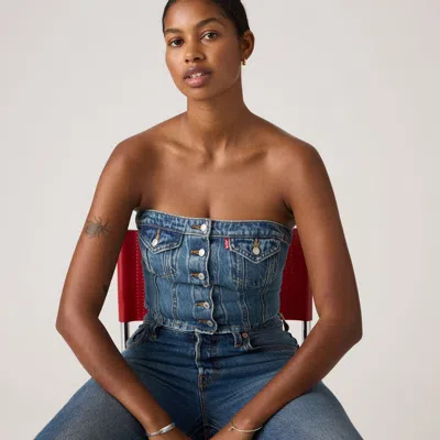 Levi's Denim Tube Top In Blue