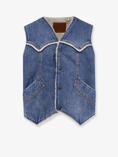 Levi's Western Denim Sherp Vest Sky Desert Sher Clothing In Blue