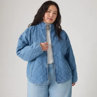 Levi's Diamond Quilted Cotton Jacket (plus Size) In Blue