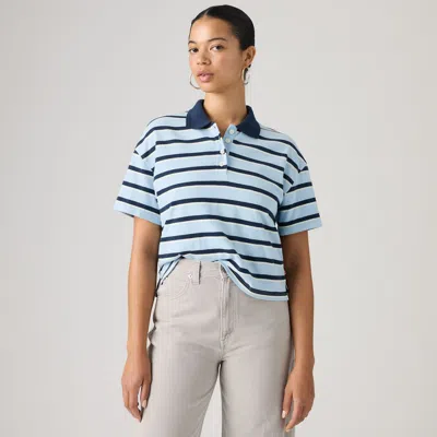 Levi's Didion Rugby Polo In Pepper Stripe Angel Falls