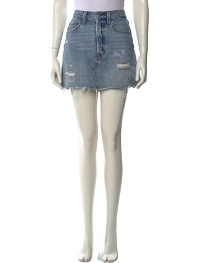 Pre-owned Levi's Distressed Accents Mini Skirt In Blue