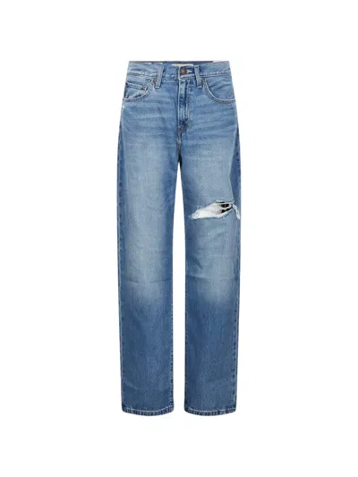 Levi's Distressed Straight-leg Jeans In Blue