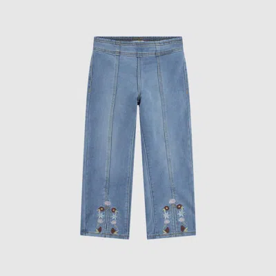 Levi's Dobby Pull On Wide Leg Jeans Little Girls 4-6 6x In Blue