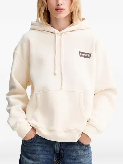 Levi's Drawstring Logo Hooded Sweatshirt In Neutral