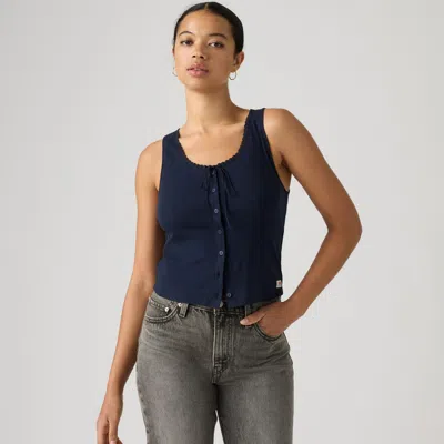 Levi's Dry Goods Pointelle Lace Tank Top In Blue