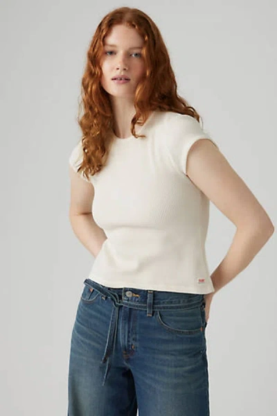 Levi's Dry Goods Waffle Cap Sleeve Tee In White