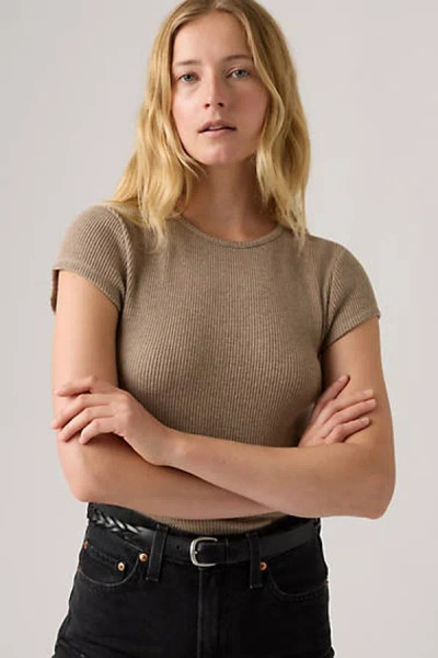 Levi's Dry Goods Waffle Cap Sleeve Tee In Brown