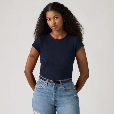 Levi's Dry Goods Waffle Cap Tee T-shirt In Navy Blazer