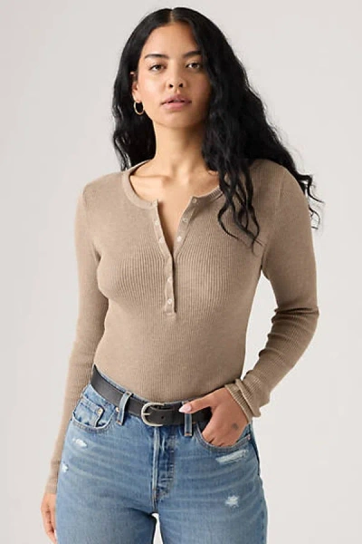Levi's Dry Goods Waffle Henley In Brown