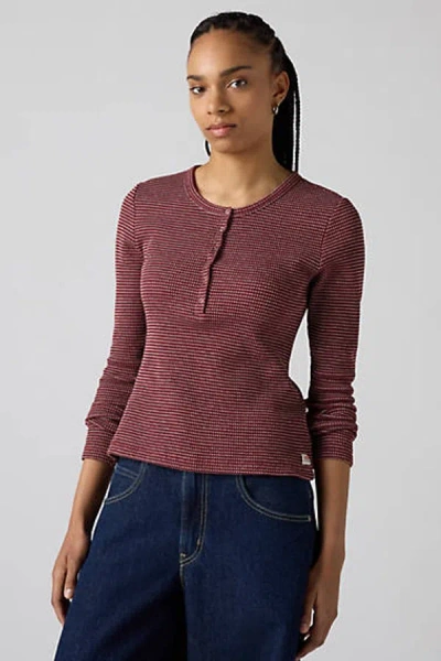 Levi's Dry Goods Waffle Henley In Burgundy