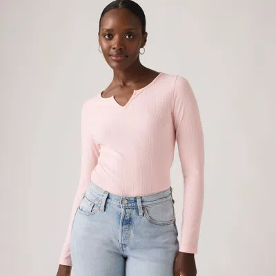 Levi's Dry Goods Women's Supersoft Long-sleeve Tee T-shirt Xs In Pink