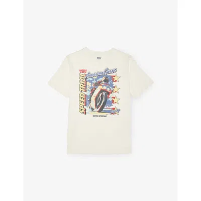 Levi's Kids' Egret Speed Trials Graphic-print Cotton-jersey T-shirt 10-16 In Neutral