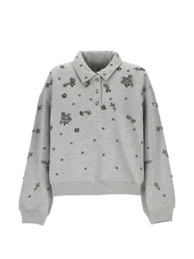 Levi's Embellished-floral Sweater In Gray