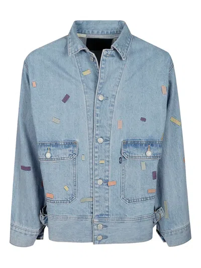 LEVI'S EMBROIDERED-DETAIL DENIM JACKET