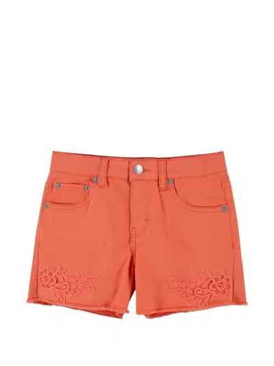 Levi's Kids' Embroidered Frayed-hem Shorts In Orange