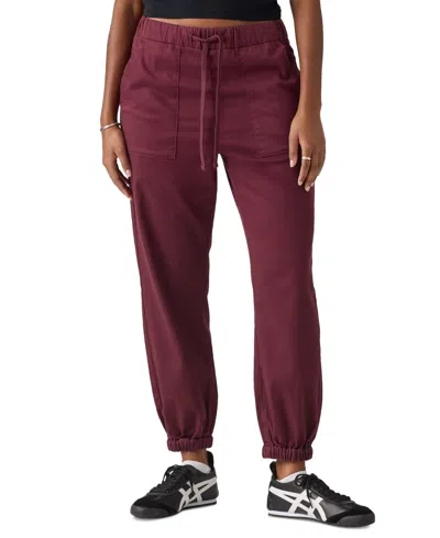 Levi's Essential Joggers Women's Merlot Drawstring Waist Tapered Leg Pall152 In Burgundy