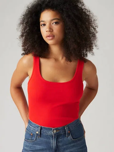 Levi's Essential Rib Tank Top In Flame Scarlet