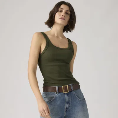 Levi's Essential Ribbed Tank Top In Green