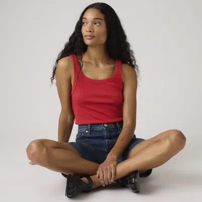Levi's Essential Ribbed Tank Top In Red