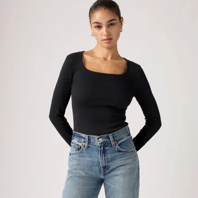 Levi's Essential Square Neck Long Sleeve Tee In Black