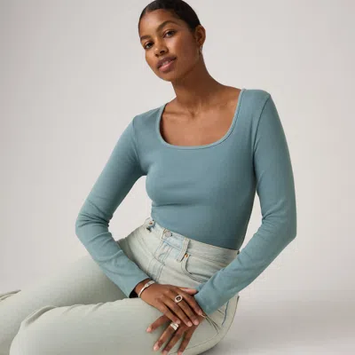 Levi's Essential Square Neck Long Sleeve Tee In Blue