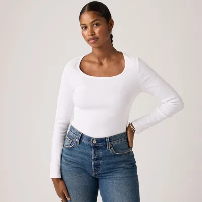 Levi's Essential Square Neck Long Sleeve Tee In White