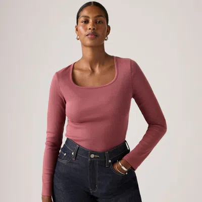 Levi's Essential Squared Neck Long Sleeve Top In Pink
