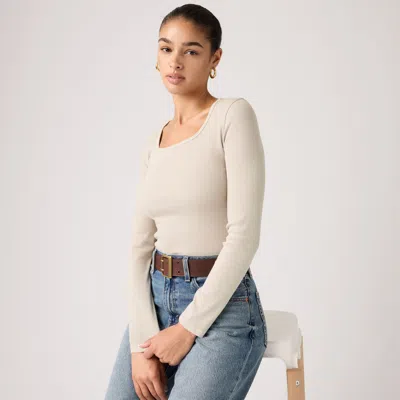 Levi's Essential Squared Neck Long Sleeve Top In Neutral
