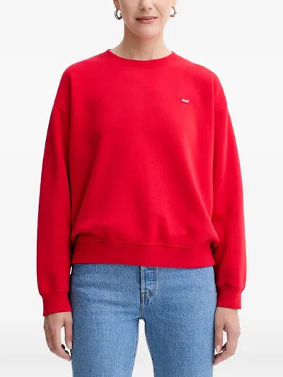 Levi's Everyday Logo-patch Crew-neck Sweater In Red