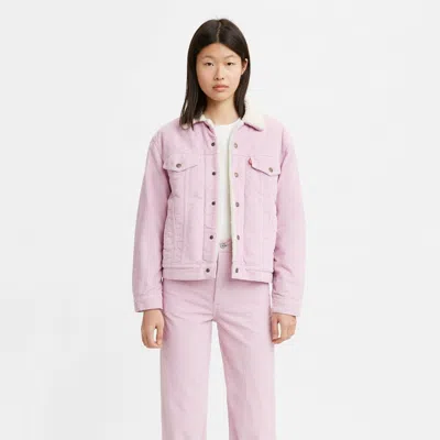 Levi's Ex-boyfriend Corduroy Sherpa Trucker Jacket In Pink