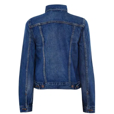 Levi's Ex-boyfriend Trucker Cotton Long Sleeve Point Collar Denim Jacket In Blue