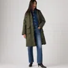 Levi's Extra Long Waxed Look Cotton Barn Coat In Green