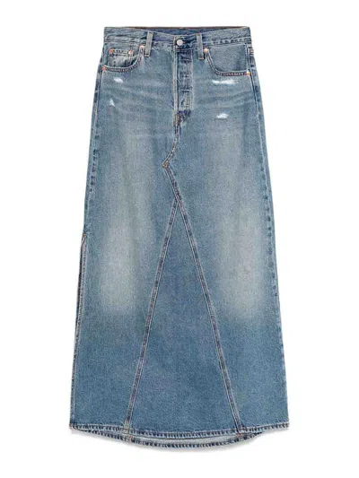 Levi's Denim Midi Skirt In Blue