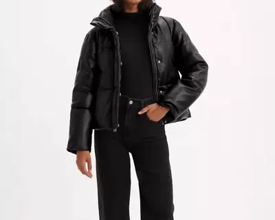 Levi's Faux Leather Bomber Puff Jacket In Black In Multi