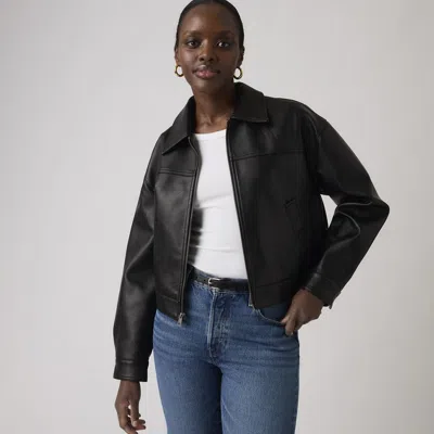 Levi's Faux Leather Boxy Zip Jacket In Black
