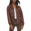 Levi's® Faux Leather Dad Bomber Jacket In Chocolate Brown