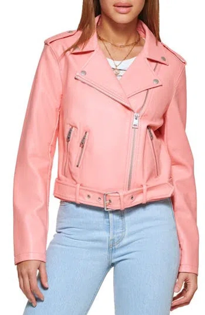 Levi's® Faux Leather Fashion Belted Moto Jacket In Toasted Coral