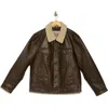 Levi's® Faux Leather Faux Shearling Collar Jacket In Brown