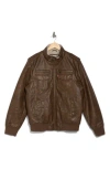 Levi's® Faux Leather Faux Shearling Lined Aviator Bomber Jacket In Lt Brwn