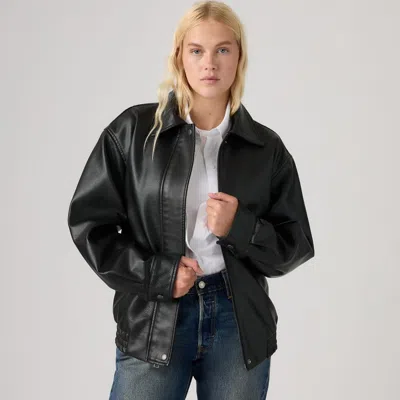 Levi's Faux Leather Relaxed Fit Bomber Jacket In Black