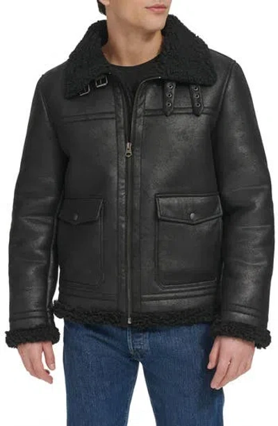 Levi's® Faux Shearling Aviator Rancher Jacket In Black