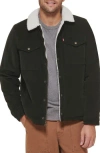 Levi's® Faux Shearling Lined Corduroy Trucker Jacket In Olive