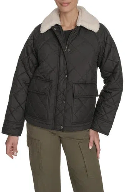 Levi's® Faux Shearling Lined Diamond Quilted Barn Jacket In Black